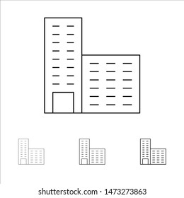 Architecture, Building, Construction Bold and thin black line icon set