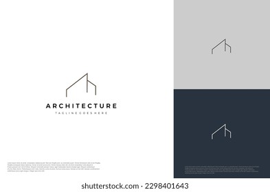 Construcción de edificios de arquitectura moderna de diseño de líneas. Ilustración vectorial de plantilla de logotipo