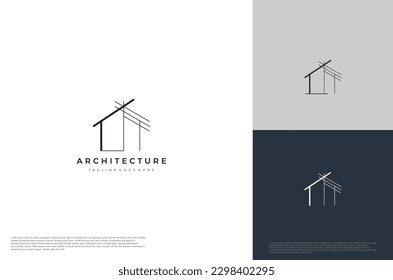 Architekturgebäude Bau moderne Linie Kunst Design. Logo-Vorlage, Vektorgrafik