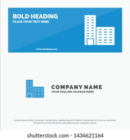 Architecture, Building, Construction SOlid Icon Website Banner and Business Logo Template