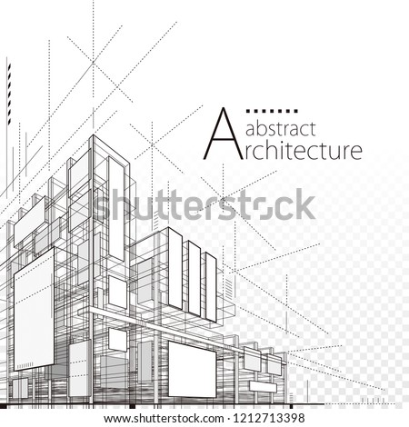 Architecture building construction urban 3D design abstract background. 