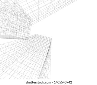 architecture building construction vector 3d  illustration