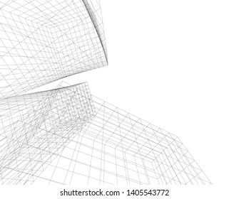 architecture building construction vector 3d  illustration