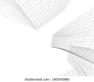 architecture building construction vector 3d  illustration