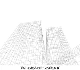 architecture building construction vector 3d  illustration