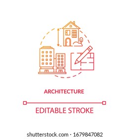 Architecture, building creation concept icon. Urban construction planning idea thin line illustration. Groundwork, architectural plan making. Vector isolated outline RGB color drawing