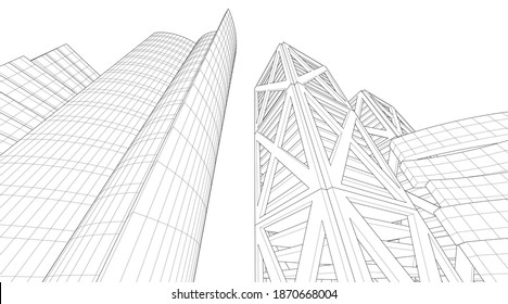 architecture building design 3d illustration