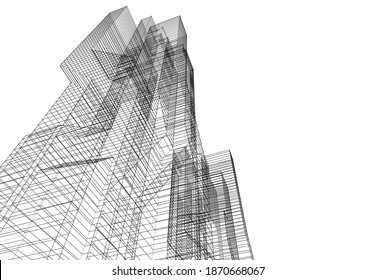 architecture building design 3d illustration