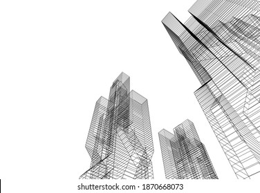 architecture building design 3d illustration
