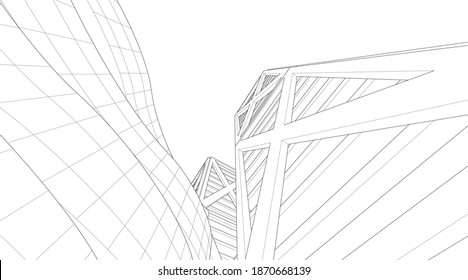 Architektur-Baudesign 3D-Illustration
