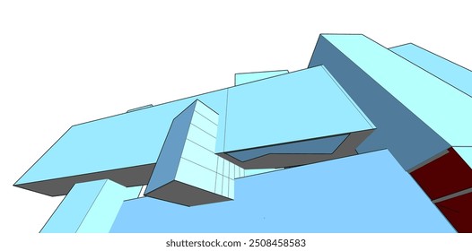 Edificio de arquitectura. Ilustración 3d de Vector de fondo de diseño