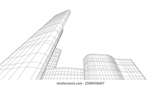Architecture building. Design background vector 3d illustration