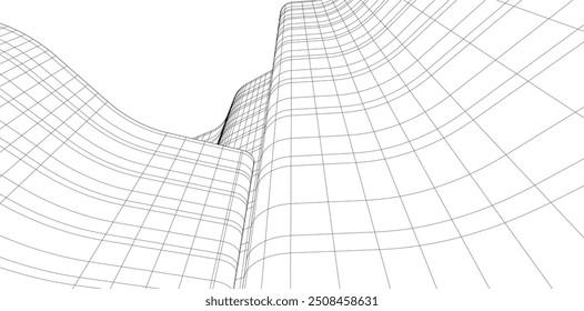 Edificio de arquitectura. Ilustración 3d de Vector de fondo de diseño