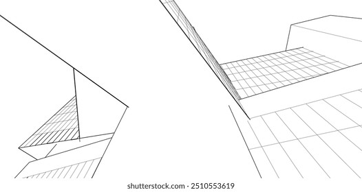 Construção de arquitetura. Desenhar ilustração 3d do vetor de fundo