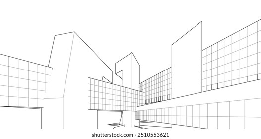 Architecture building. Design background vector 3d illustration