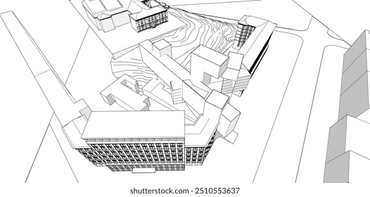 Architekturgebäude Entwurf Hintergrund Vektor 3D-Illustration