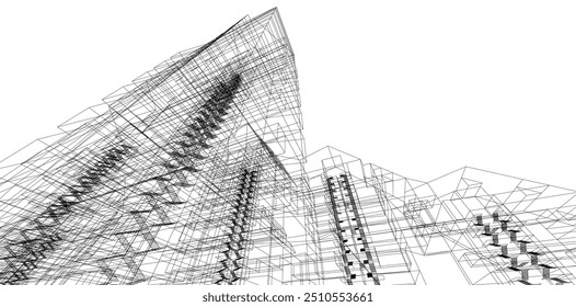 Architecture building. Design background vector 3d illustration
