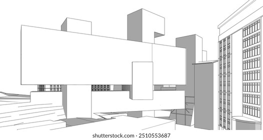 Architecture building. Design background vector 3d illustration