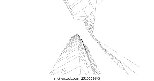 Architecture building. Design background vector 3d illustration