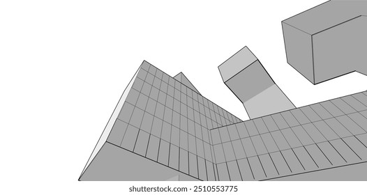 Construção de arquitetura. Desenhar ilustração 3d do vetor de fundo