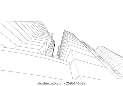 Architecture building. Design background vector 3D illustration