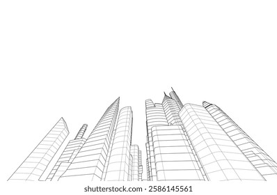 Architecture building. Design background vector 3D illustration