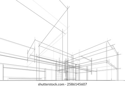Architecture building. Design background vector 3D illustration