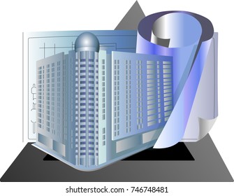 Architecture building drawings vector illustration. For construction companies and engineers