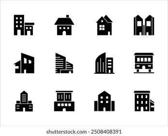 Architecture building elements isolated icons set on white background. expanded stroke. vector design and illustration for website mobile app