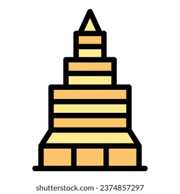 Architecture building icon outline vector. Modern store. Retail centre color flat
