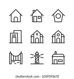 Architecture and building icon set vector isolated suitable for your building content, with neat black color