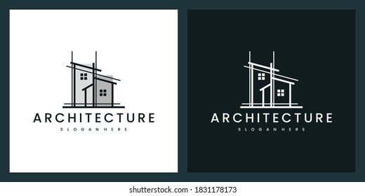 architecture building with line art style, logo design inspiration