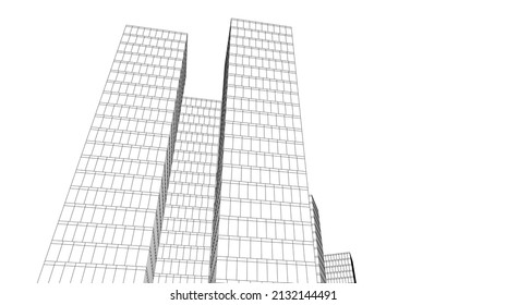 Architecture building linear 3d illustration 