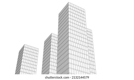 Architecture building linear 3d illustration 