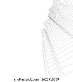 architecture building linear 3d vector