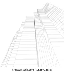 architecture building linear 3d vector