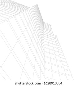 architecture building linear 3d vector