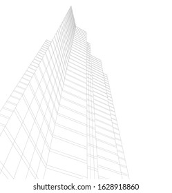 architecture building linear 3d vector