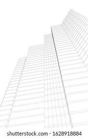 architecture building linear 3d vector