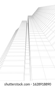 architecture building linear 3d vector