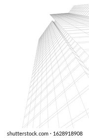 architecture building linear 3d vector