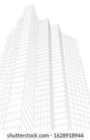 architecture building linear 3d vector