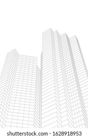 architecture building linear 3d vector