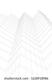 architecture building linear 3d vector
