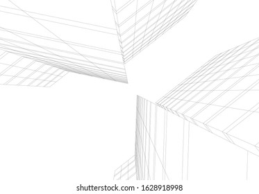 architecture building linear 3d vector