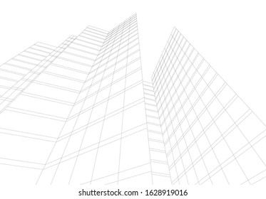 architecture building linear 3d vector