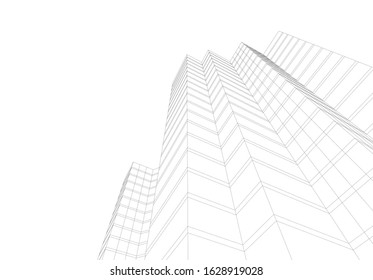 architecture building linear 3d vector
