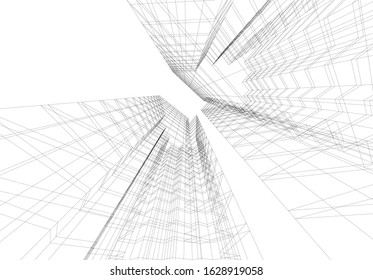 architecture building linear 3d vector