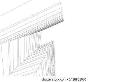 architecture building linear vector 3d illustration 
