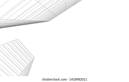 architecture building linear vector 3d illustration 